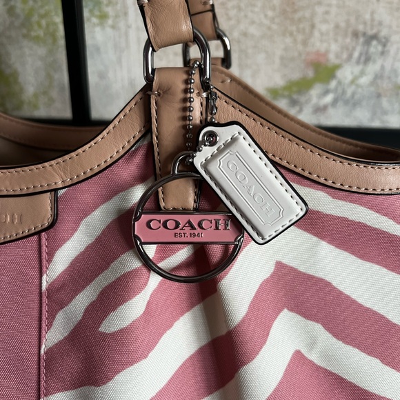 Coach Devon Pink and Cream Zebra Tote 2013 - Picture 3 of 15